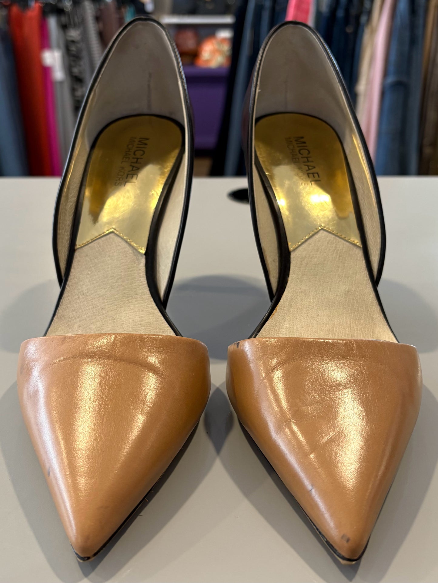10M Michael Kors Julieta Leather D'Orsay 2-tone Heels