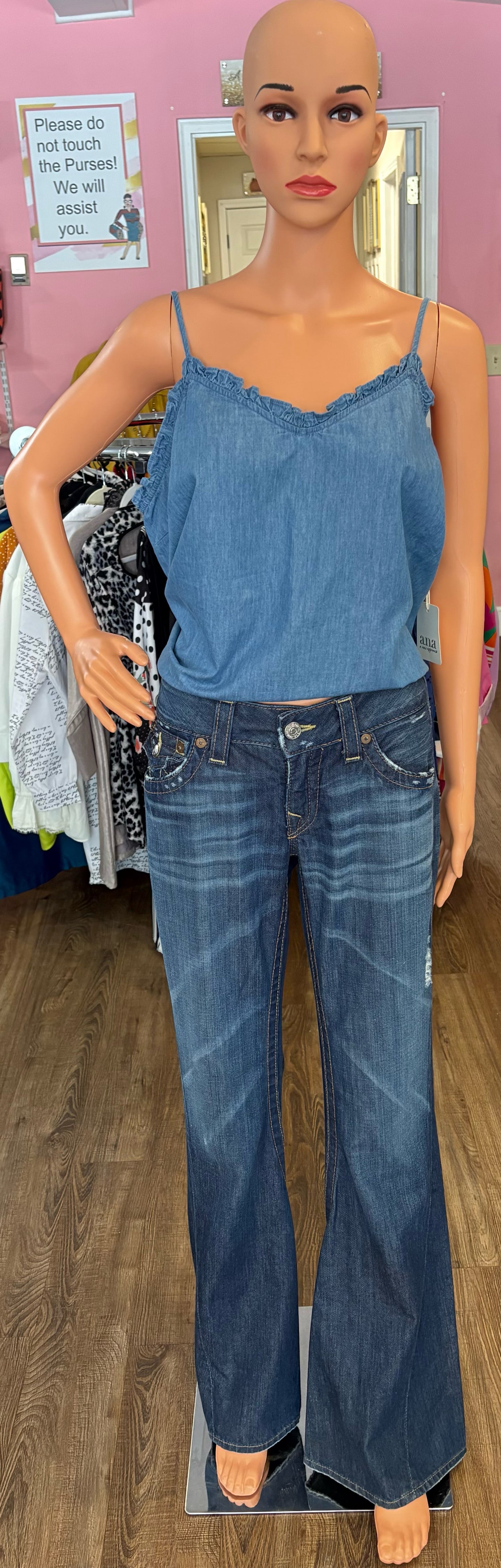 True Religion Joey Distressed Mid Rise Bootcut Jeans Size: 30