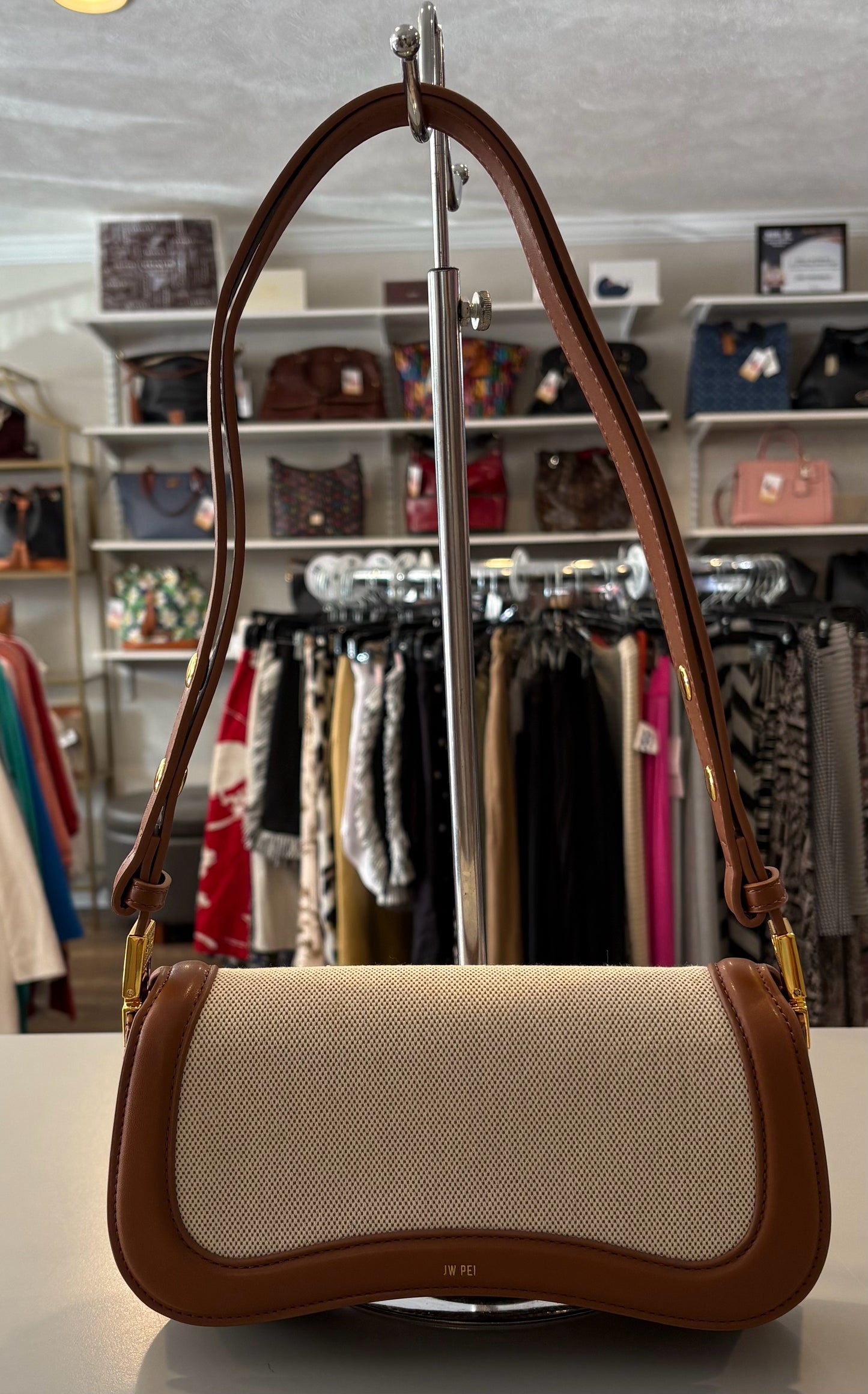 JW PEI Joy Brown Canvas Shoulder Bag