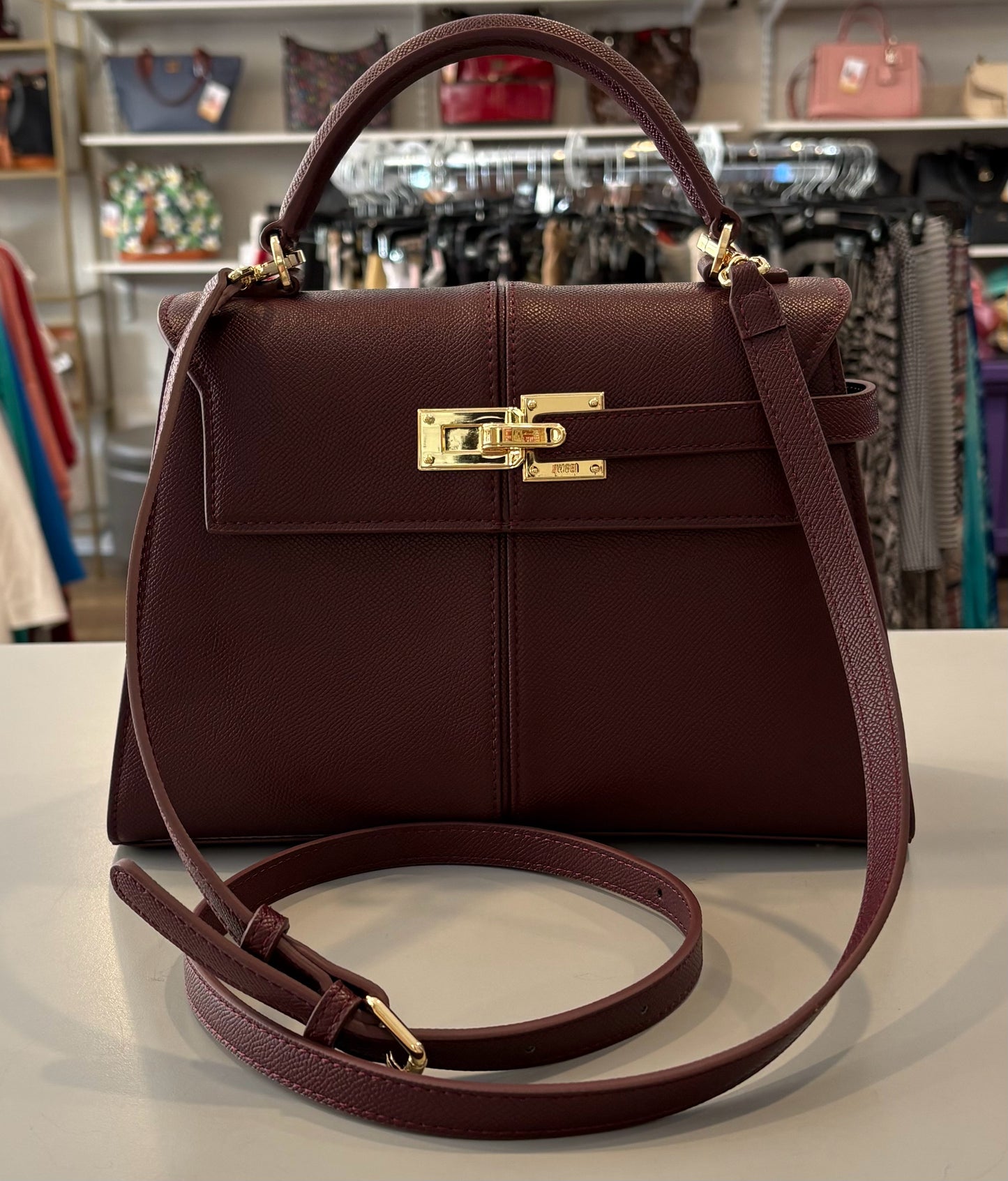 JW PEI Elise Large Top Handle Bag in Claret