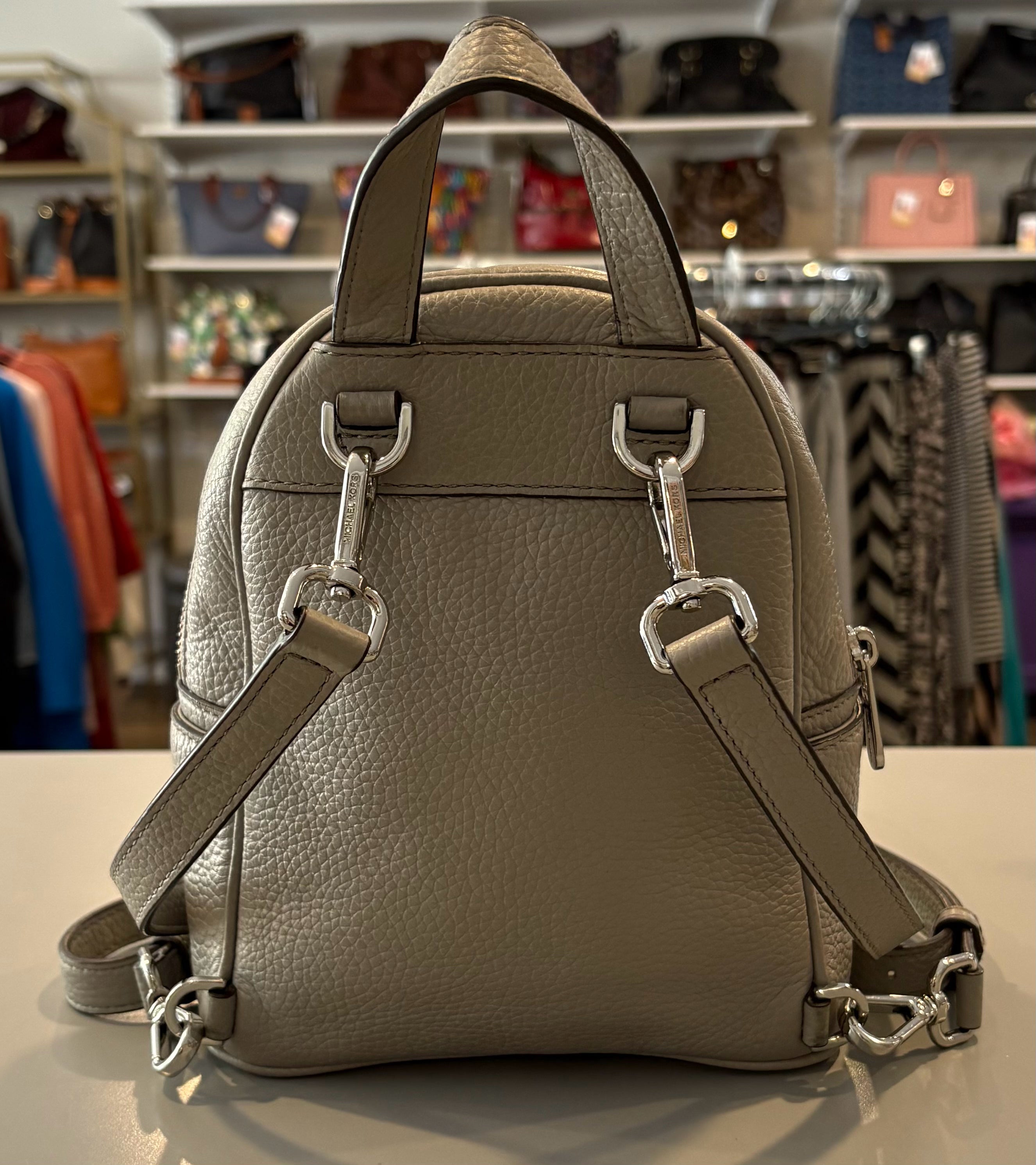 Michael Kors Abbey Pearl Grey Studded Extra Small Backpack