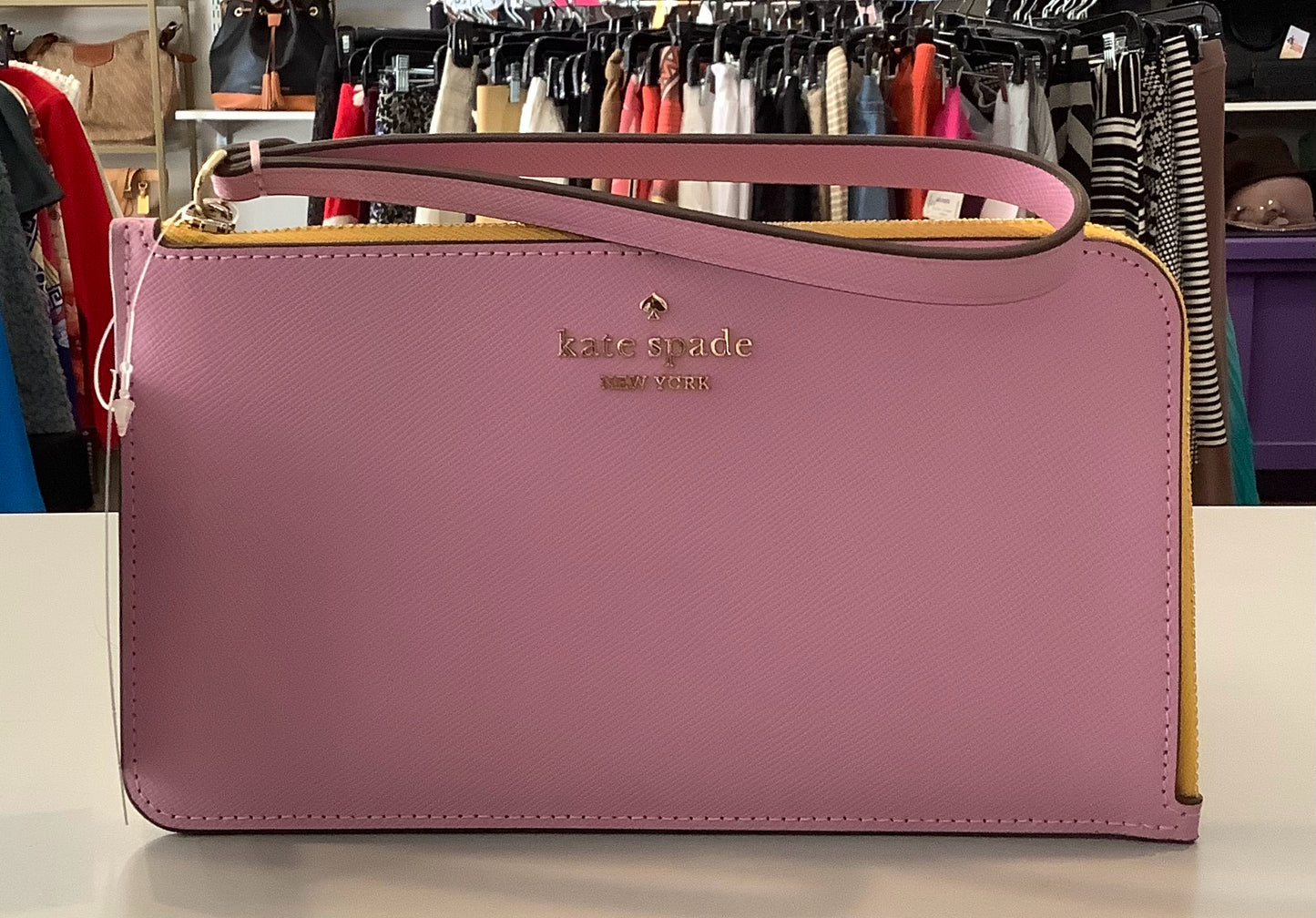 Kate Spade Lucy Lavender & Yellow Bi Color Medium Zip Wristlet