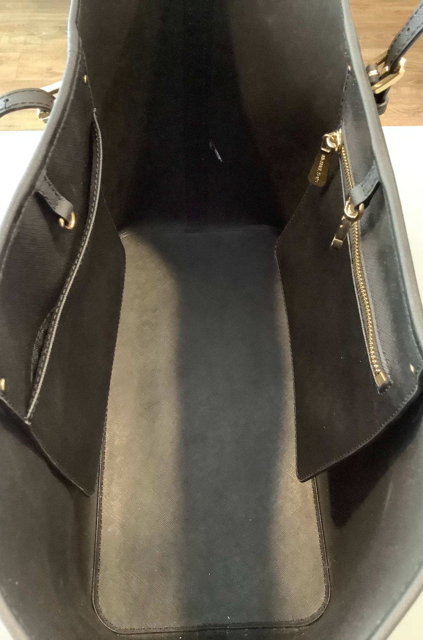 Michael Kors Jet Set Black Saffiano Leather Large Tote with Clip Closure