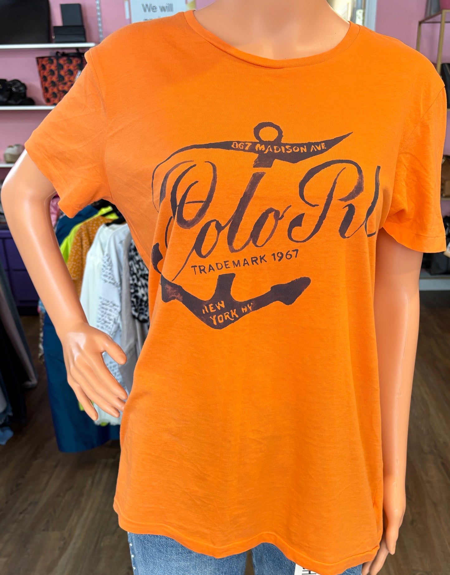 Vintage Polo Ralph Lauren NYC Anchor Graphic T-shirt Size: M (Custom Fit)