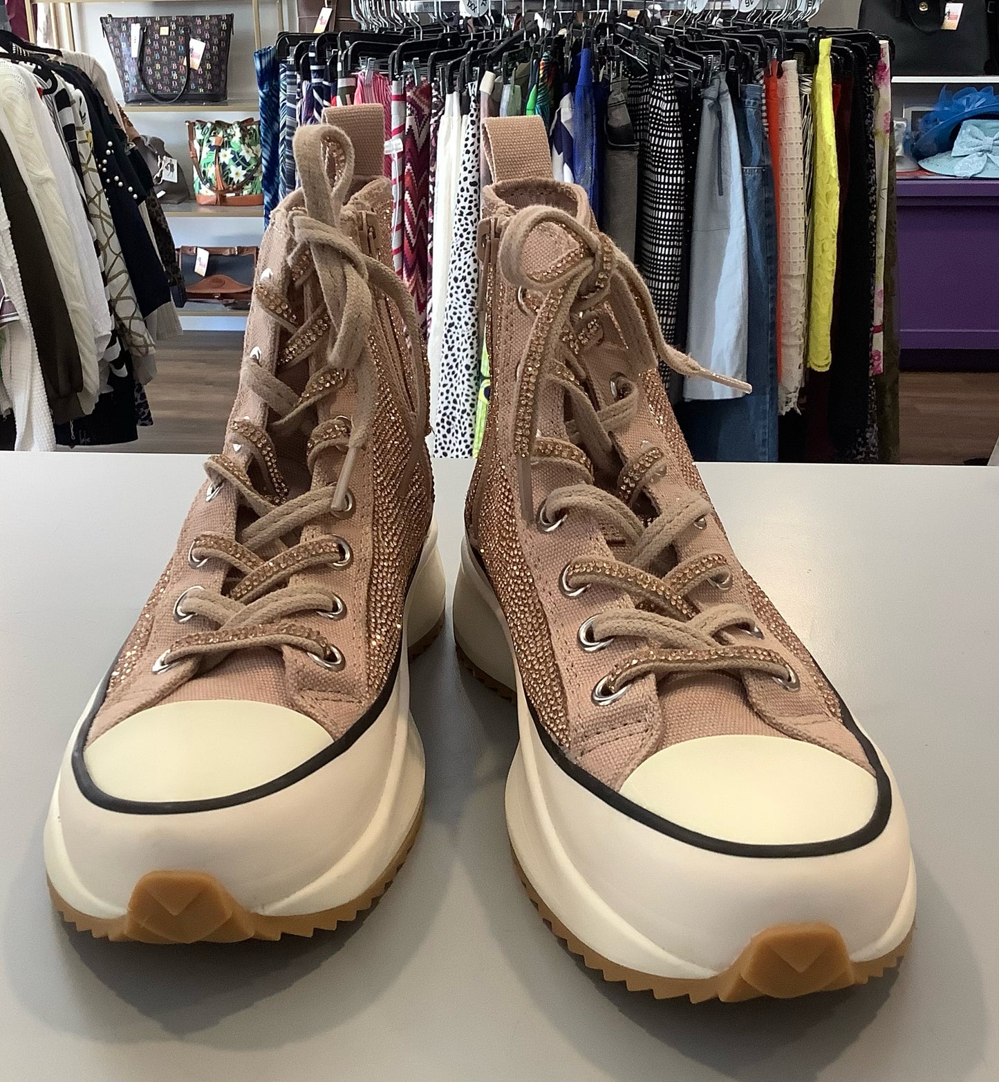 7.5M Steve Madden Shaft Rhinestone Embellished Platform Sneakers