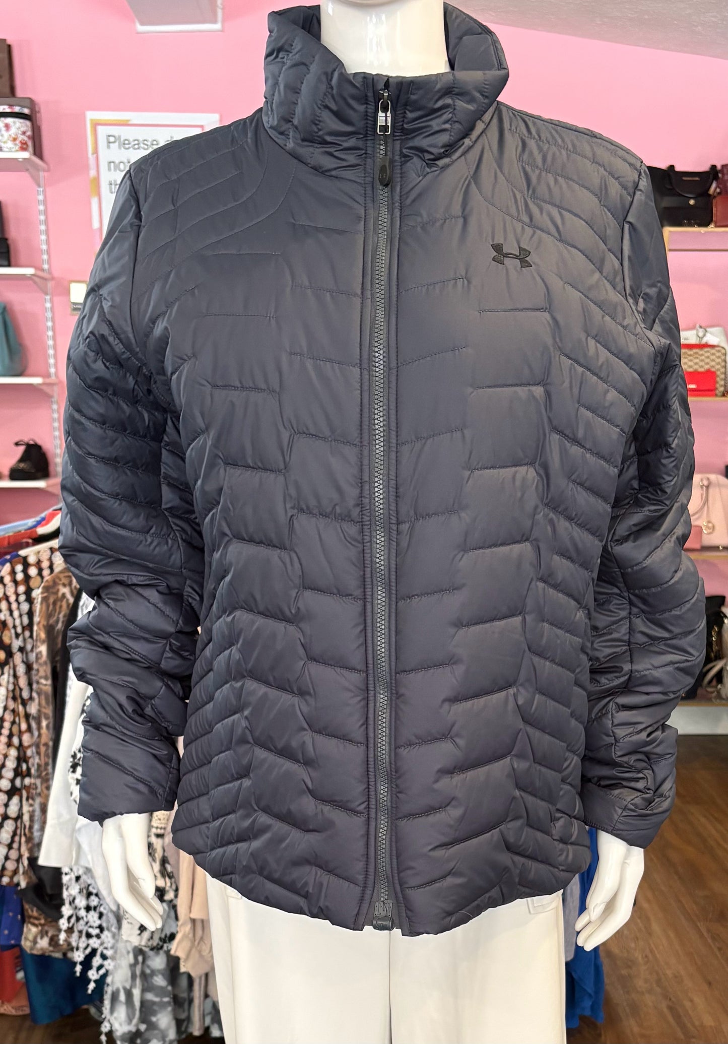 Under Armour Navy Blue Quilted Cold Gear Puffer Coat Size: XL