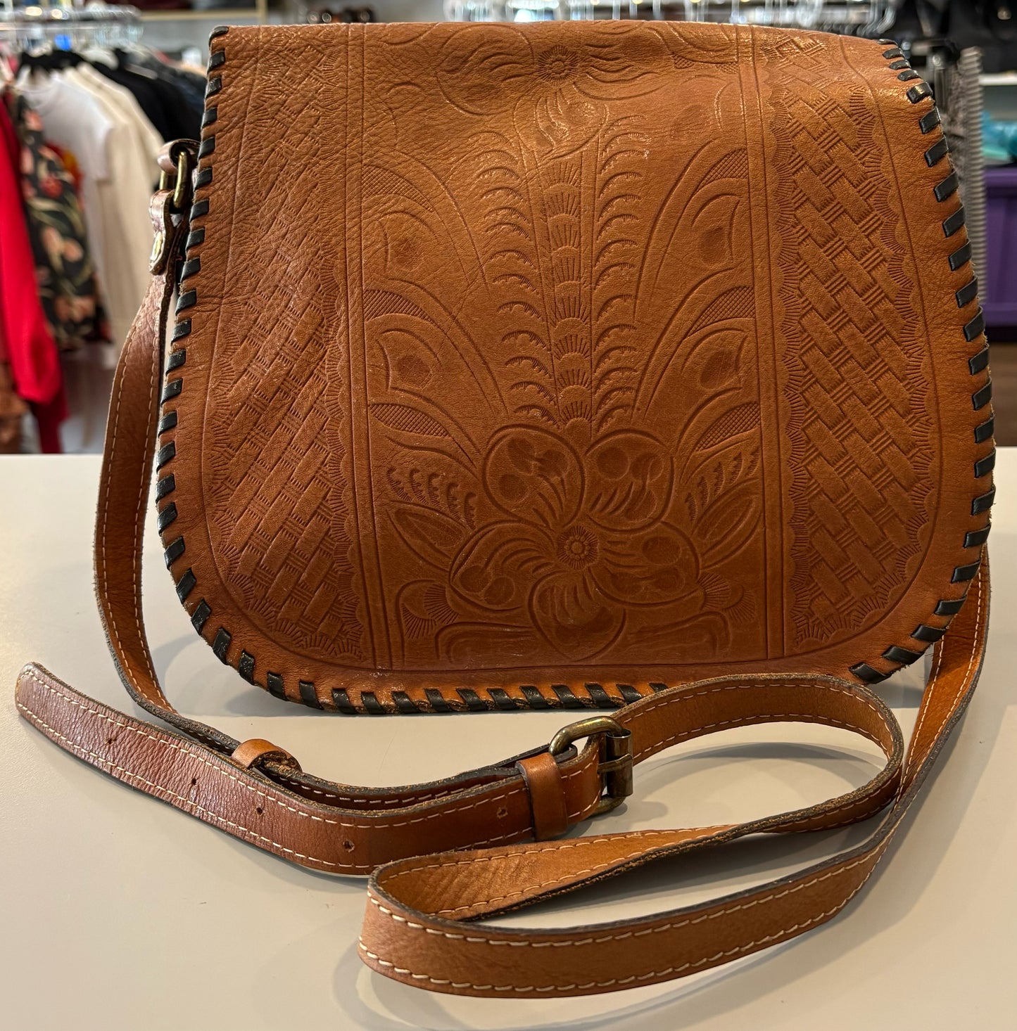 Patricia Nash Metauro Tooled Leather Saddle Bag