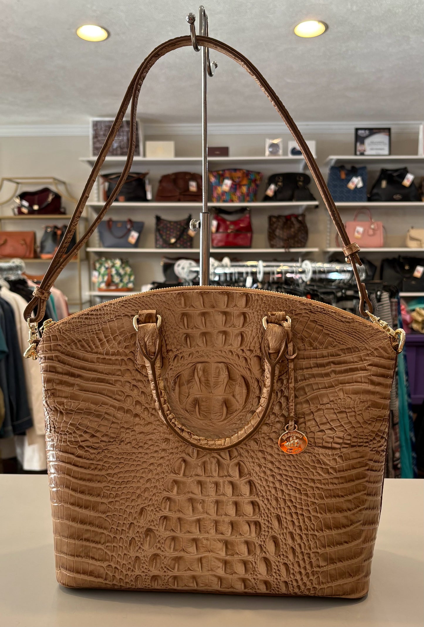 RARE Brahmin Champagne Large Duxbury Satchel Bag