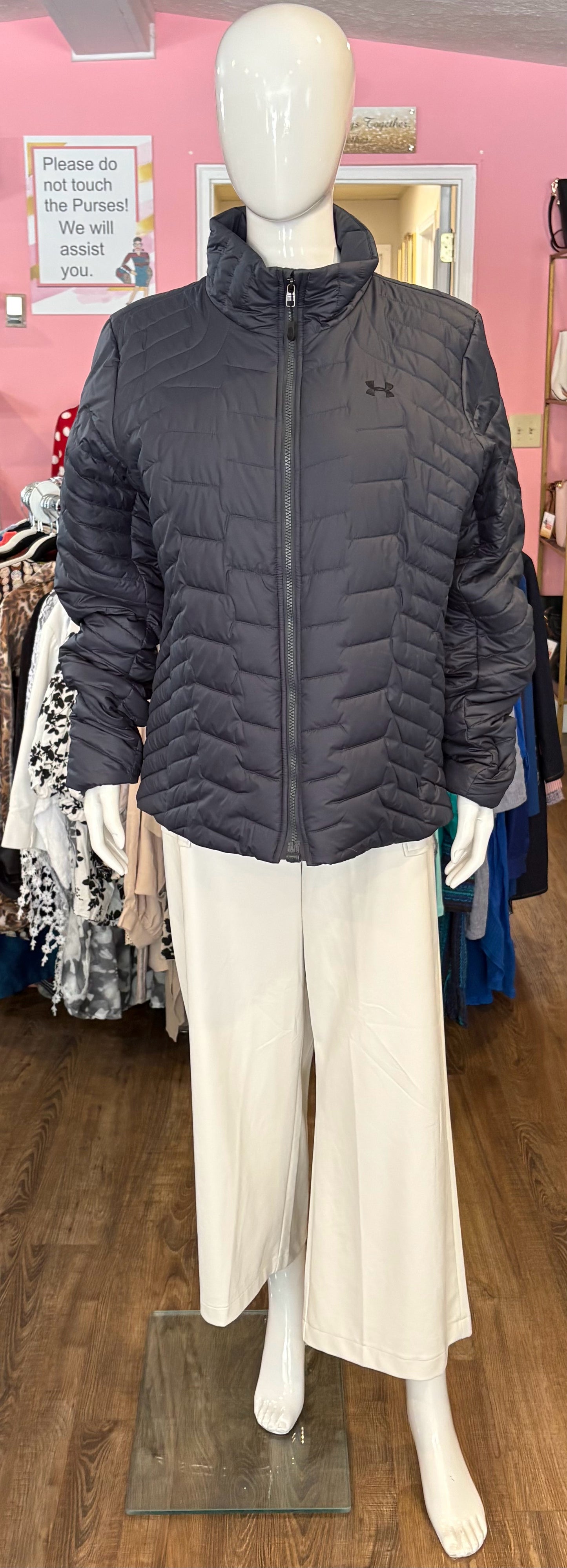 Under Armour Navy Blue Quilted Cold Gear Puffer Coat Size: XL