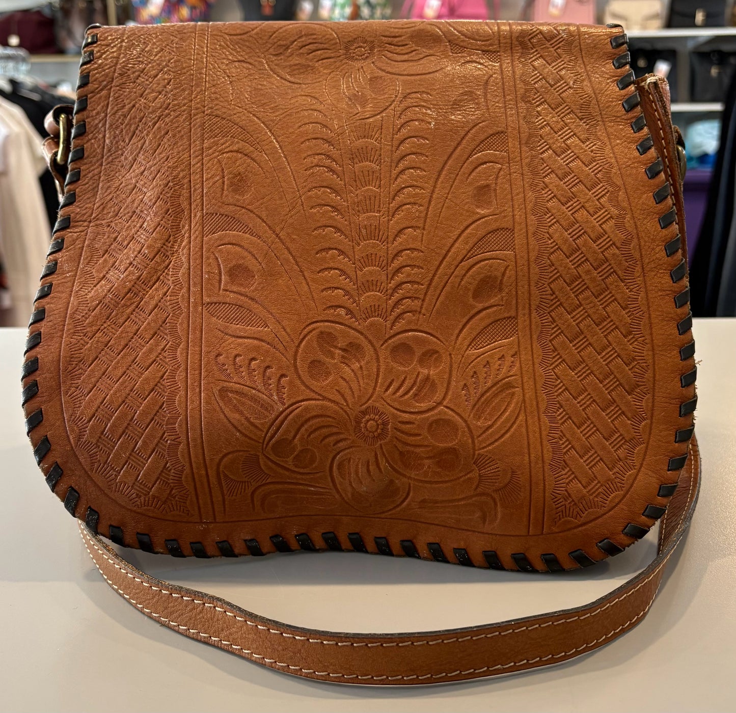 Patricia Nash Metauro Tooled Leather Saddle Bag