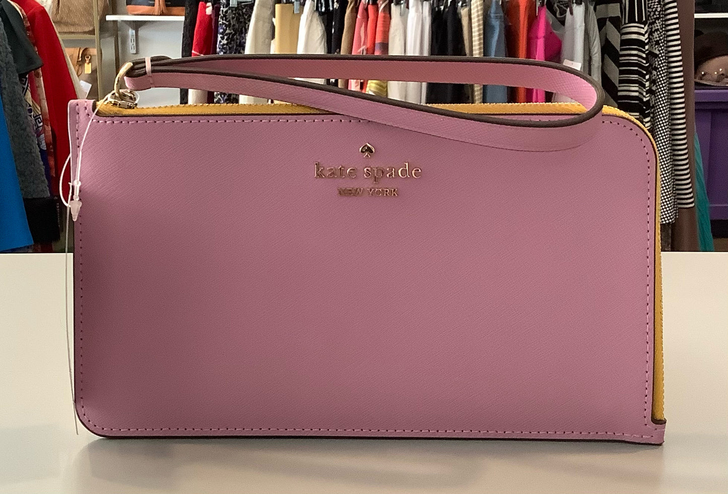 Kate Spade Lucy Lavender & Yellow Bi Color Medium Zip Wristlet