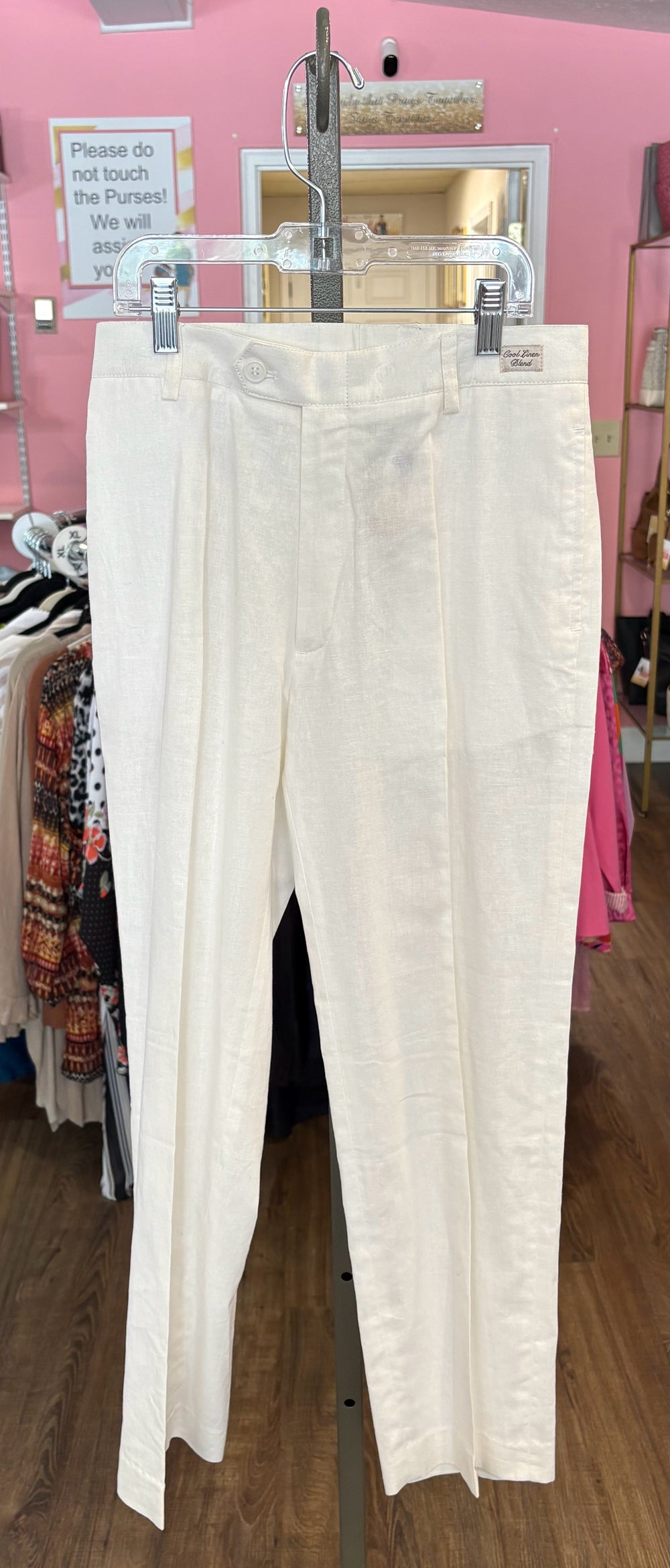 NWT Europa Boy's White Linen Blend Dress Pants Size:14R