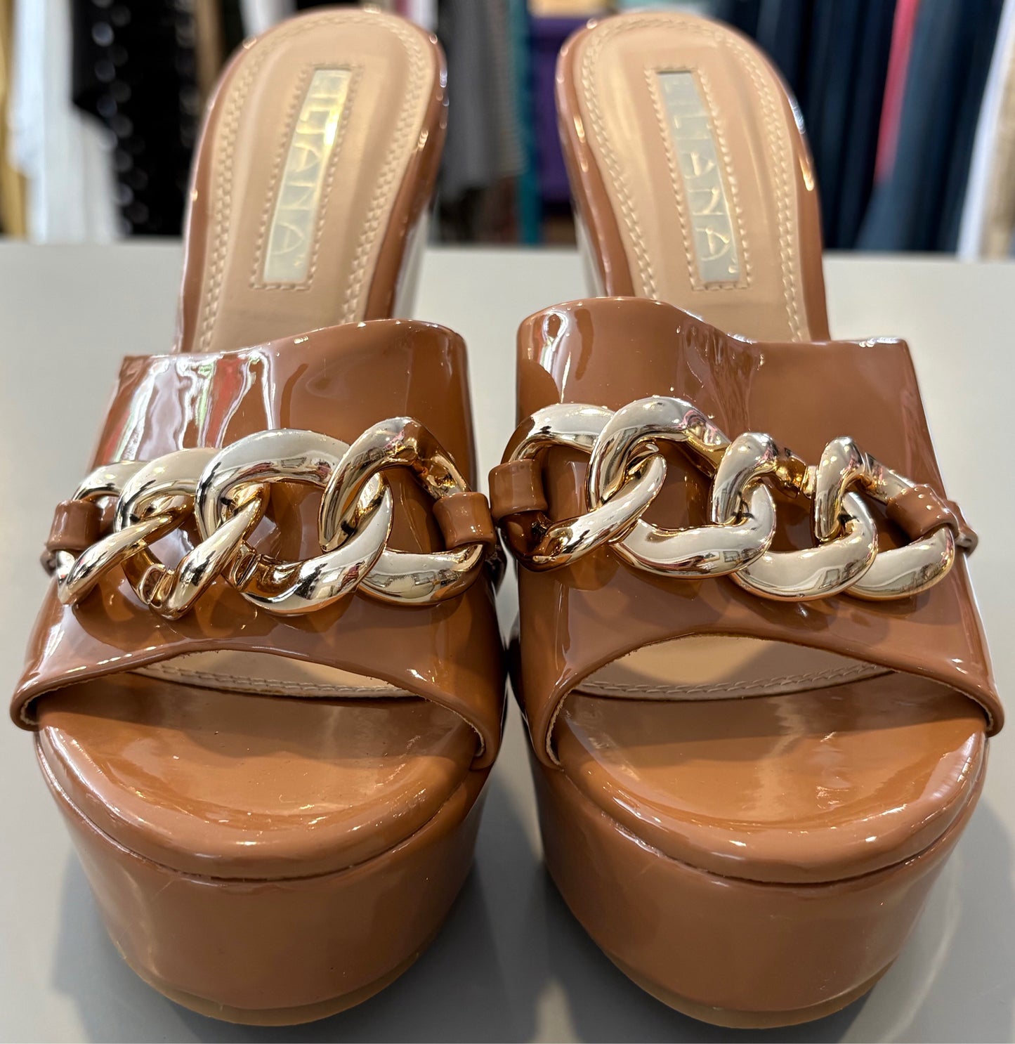 LILIANA Brown Wedge Heels Size: 7.5