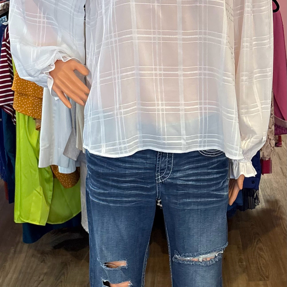 Cupio Black & White Tonal Plaid Blouse Size:M