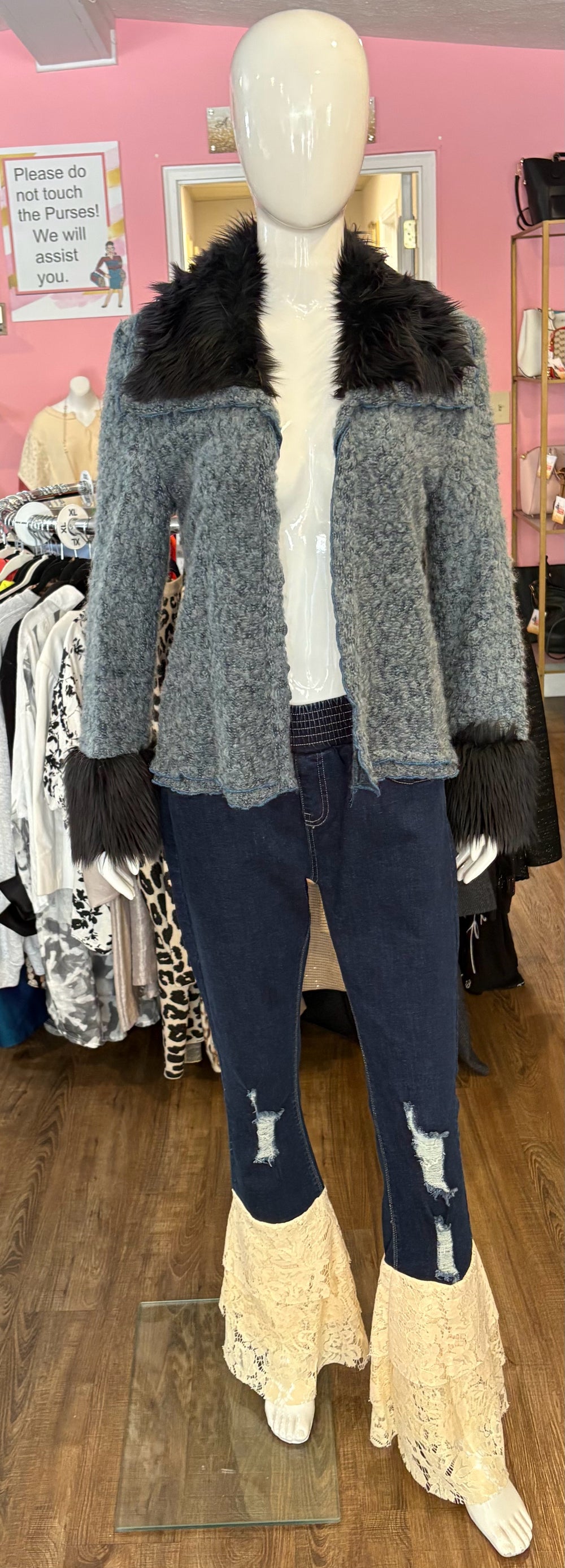 NWOT Connie's MoonLight Faux Fur Fuzzy Cardigan Jacket Size: S
