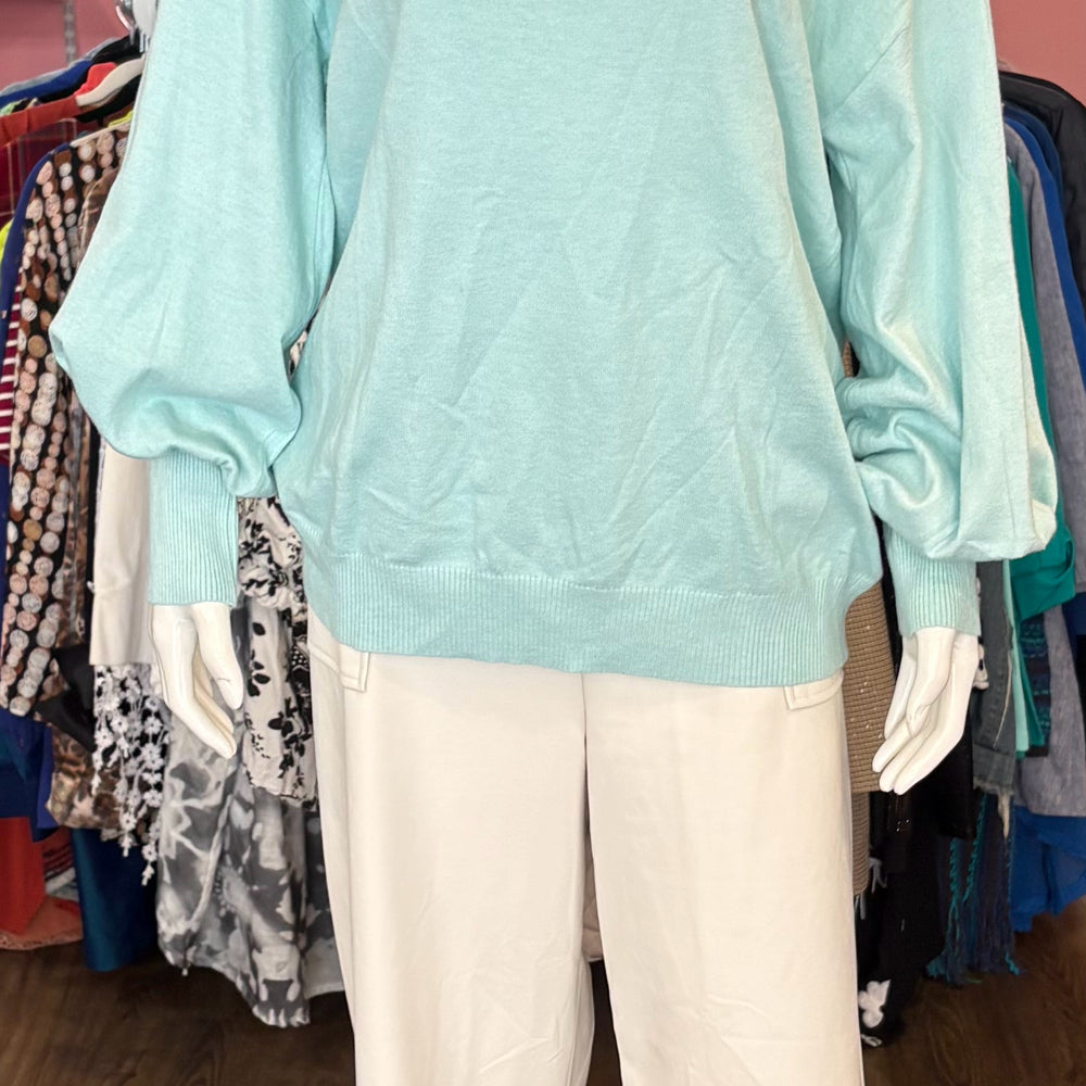 Vine & Love Light Square Neck Blue Sweater Top Size:L