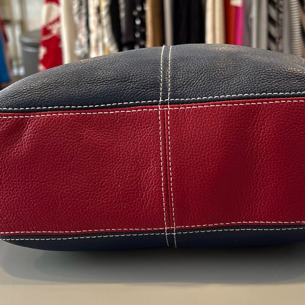 
                      
                        RARE Brighton Barbados Ziptop Hobo in Red, White, & Blue
                      
                    