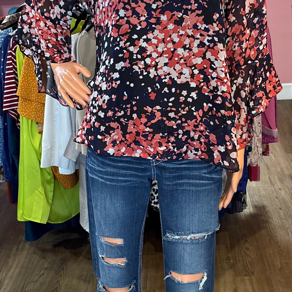 NWT Kasper Floral Multi-Colored Blouse Size:L