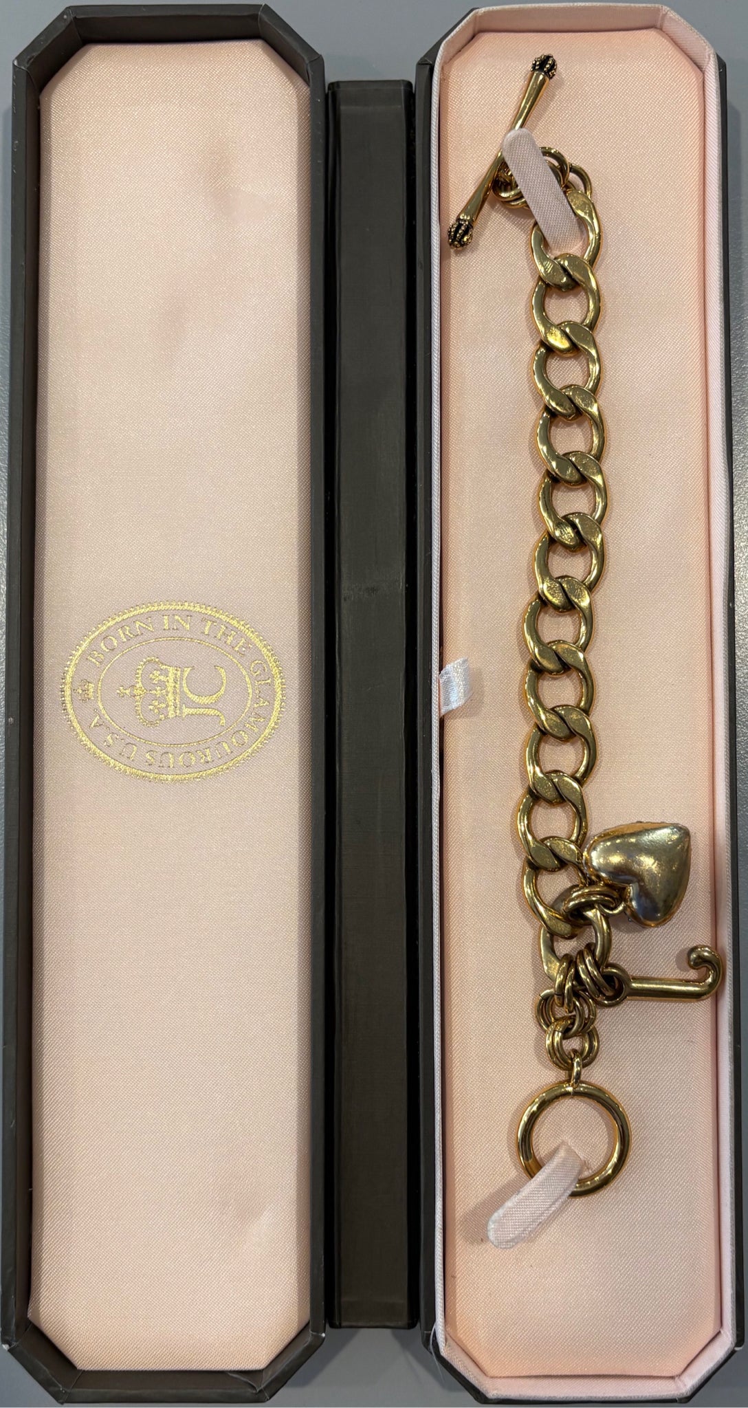 RARE Vintage Juicy Couture B-Gold Pave Starter Bracelet