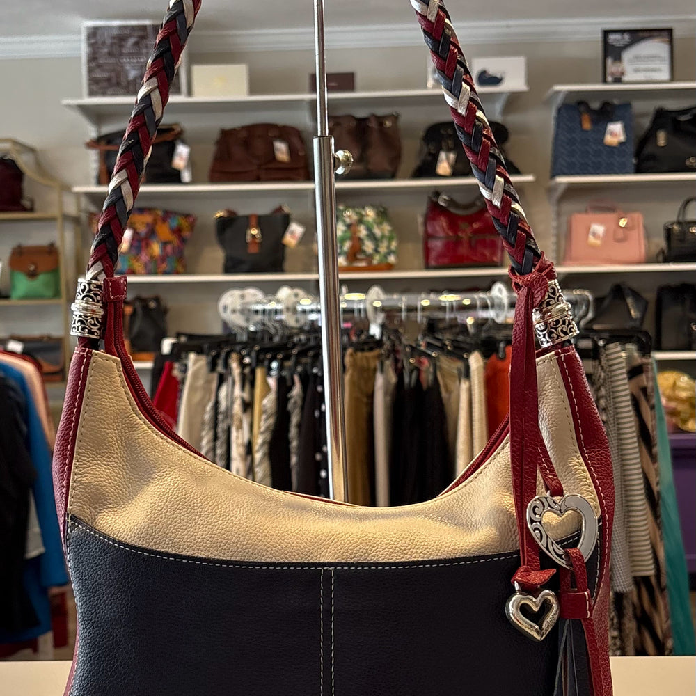 RARE Brighton Barbados Ziptop Hobo in Red, White, & Blue