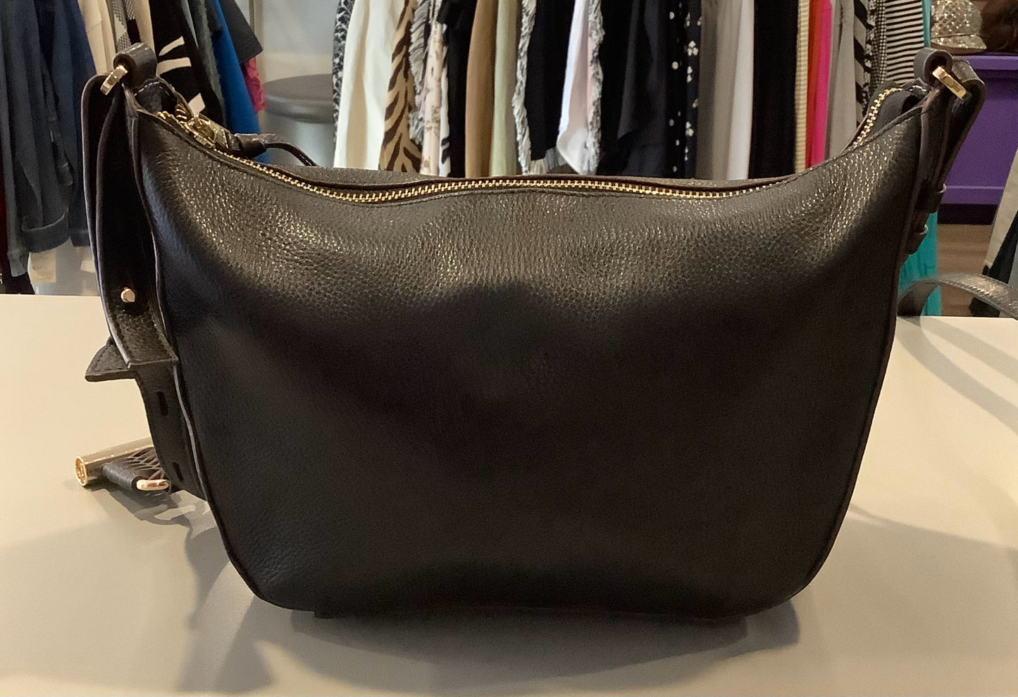 LODIS Black Pebble Leather Crossbody