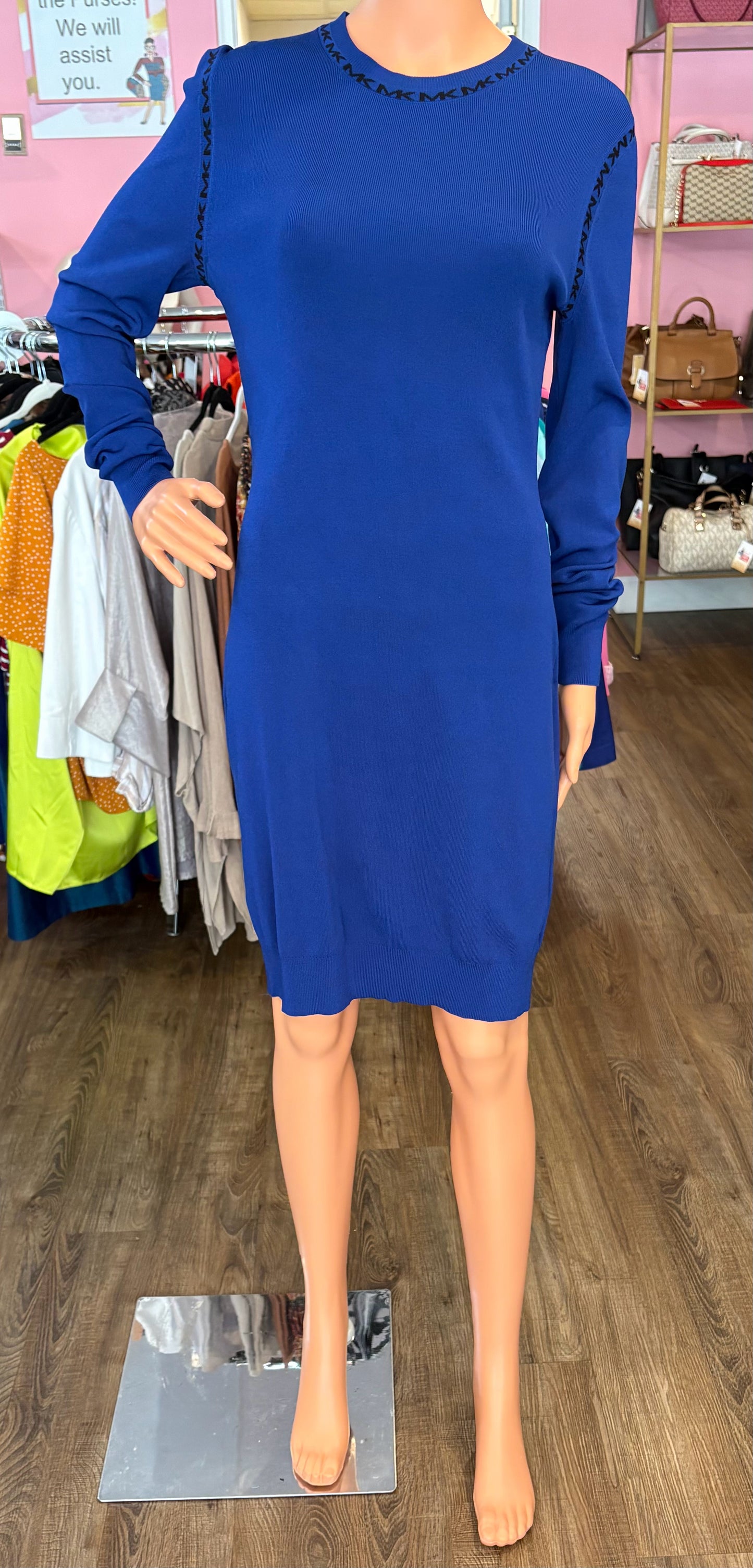 Michael Kors Midnight Blue Midi Sweater Dress Size:M
