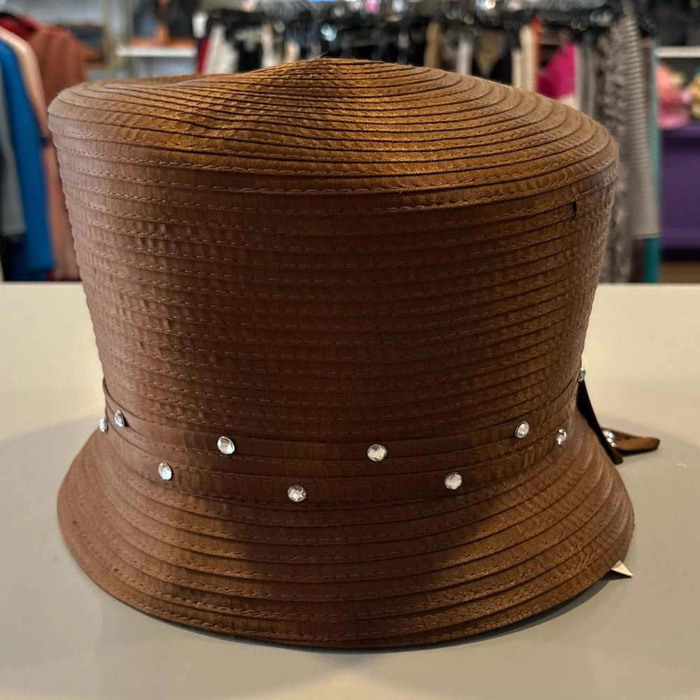 
                      
                        Swan Hat Brown Church Hat with Bow + Rhinestone Detailing
                      
                    