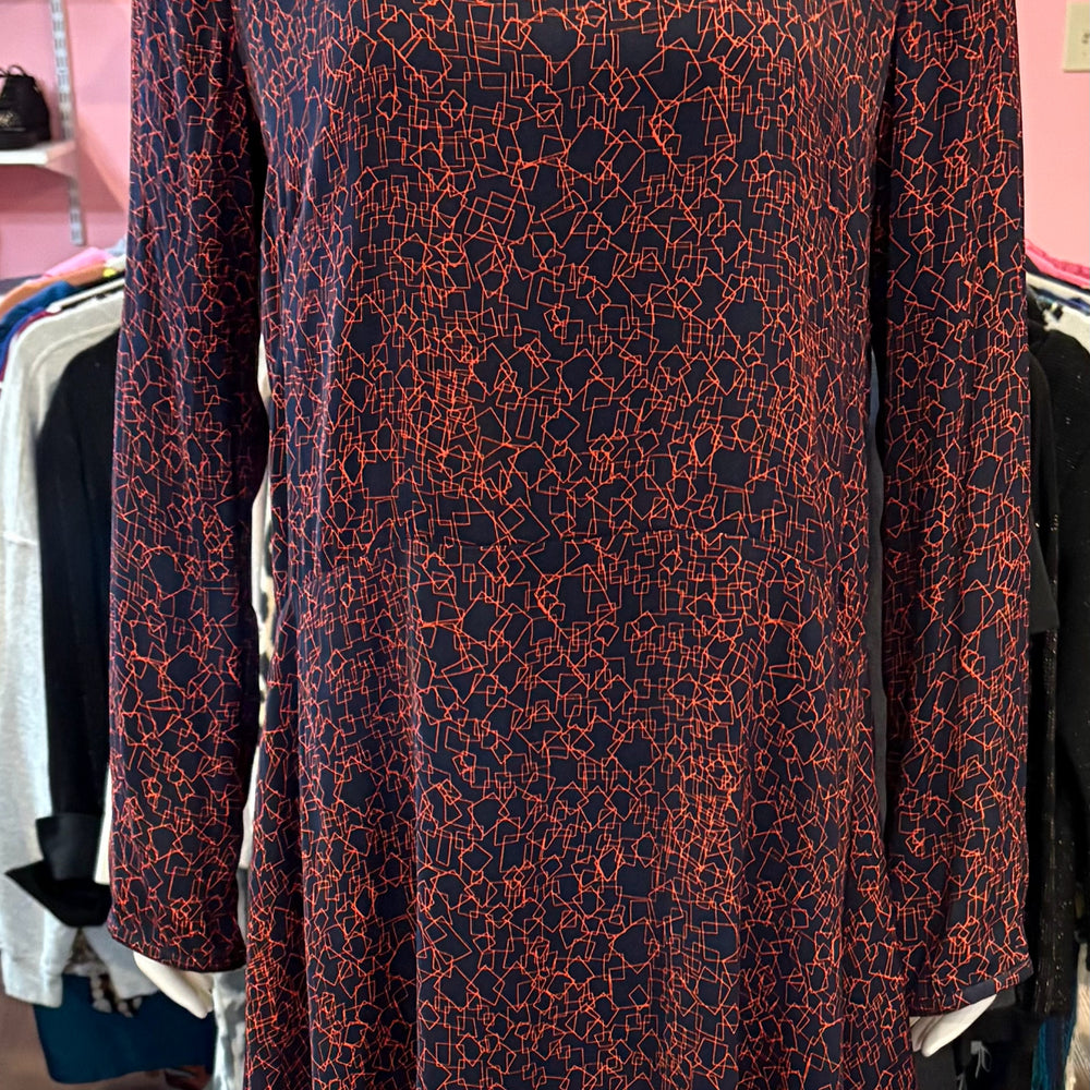 NWT Lilla | P Coral and Navy Geometric Design Dress Size: L