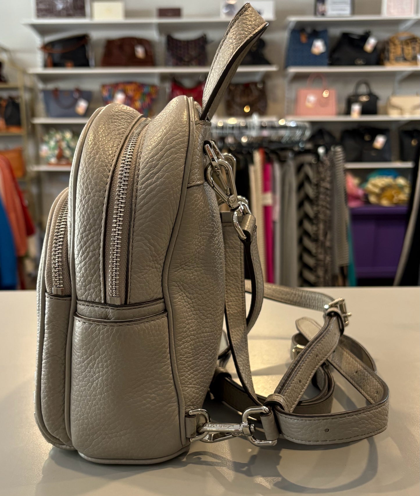 Michael Kors Abbey Pearl Grey Studded Extra Small Backpack