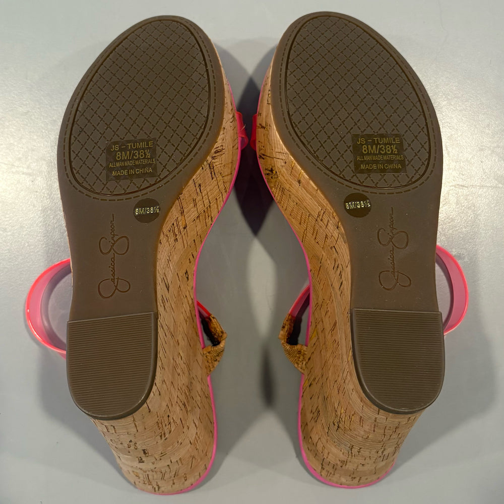 
                      
                        Jessica Simpson Tumile Pink Cork Wedge Sandals Size:8M
                      
                    