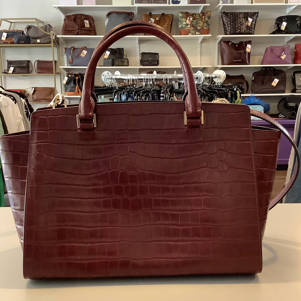 
                      
                        Michael Kors  Burgundy Embossed Leather Selma Large Handbag
                      
                    