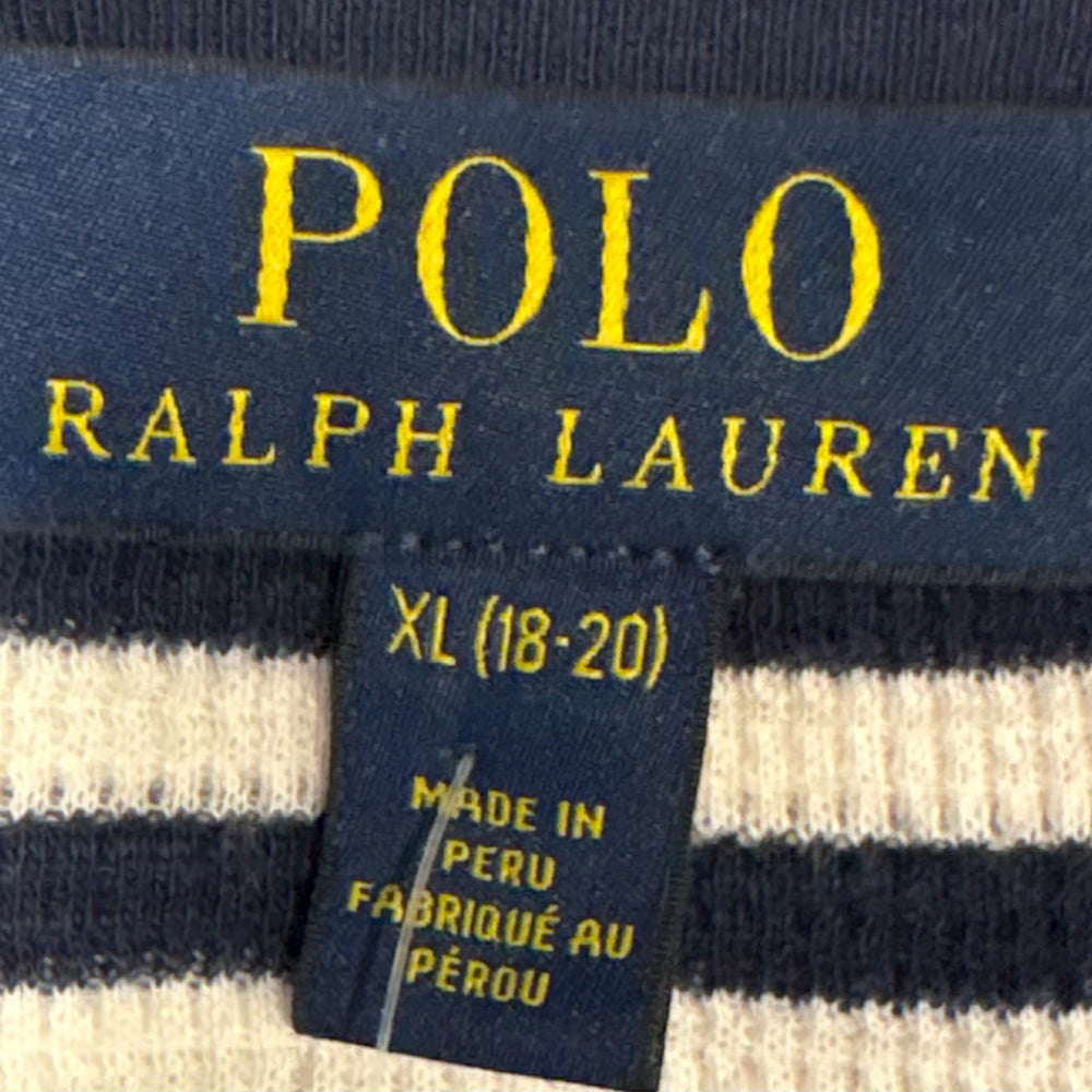 
                      
                        NWOT Polo Ralph Lauren Men's Knit Navy Blue & White Striped Shirt Size:XL(18-20)
                      
                    