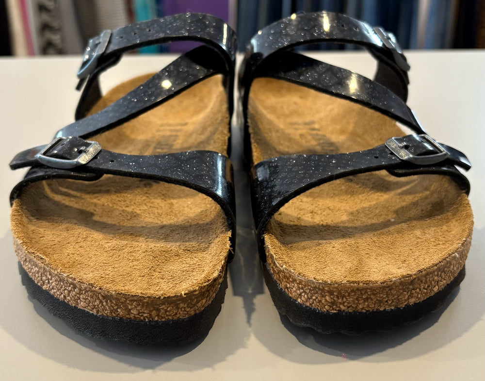 Birkenstock Salina Birko-Flor Sandals in Magic Galaxy Black Sz: 38