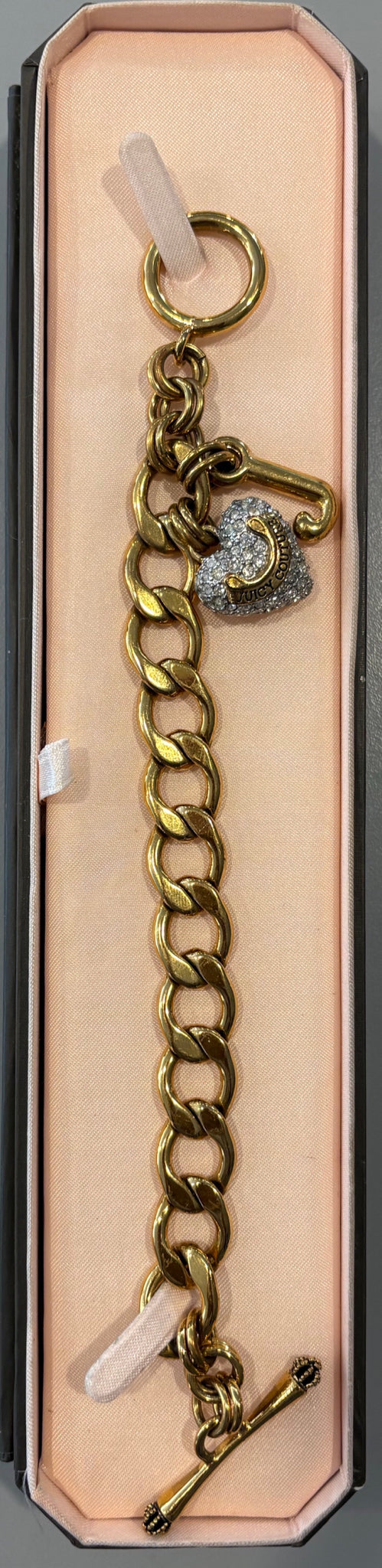 RARE Vintage Juicy Couture B-Gold Pave Starter Bracelet