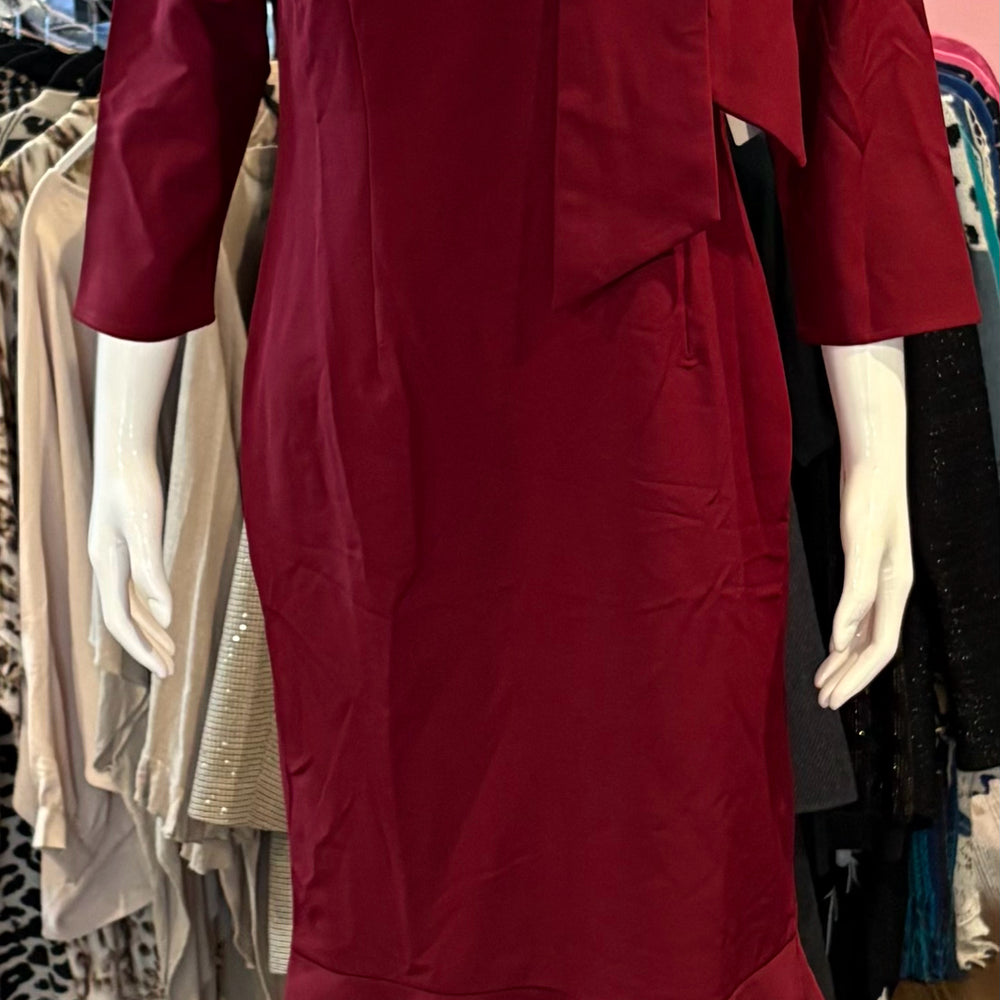NWT Ashro Maroon Dress with Bow Tie Detailing Size:M