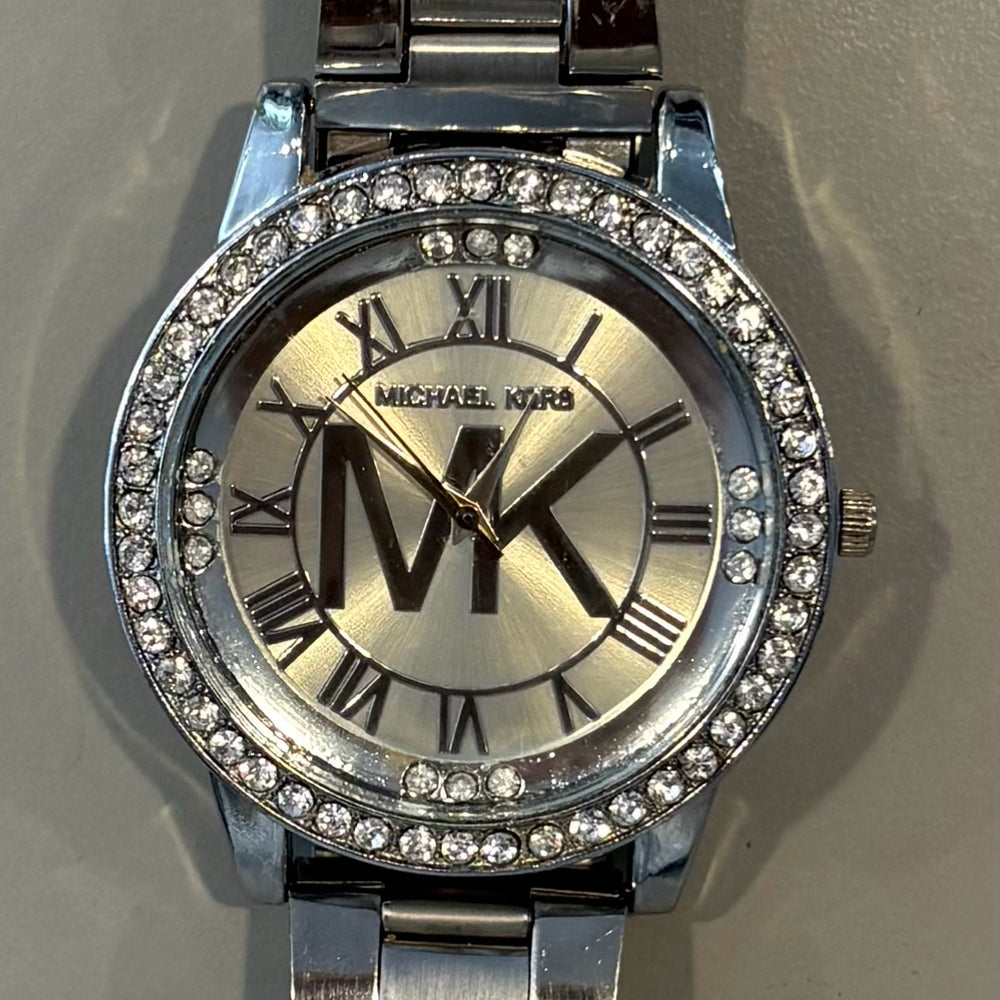 Michael Kors Silver Stainless Steel Watch with Rhinestones