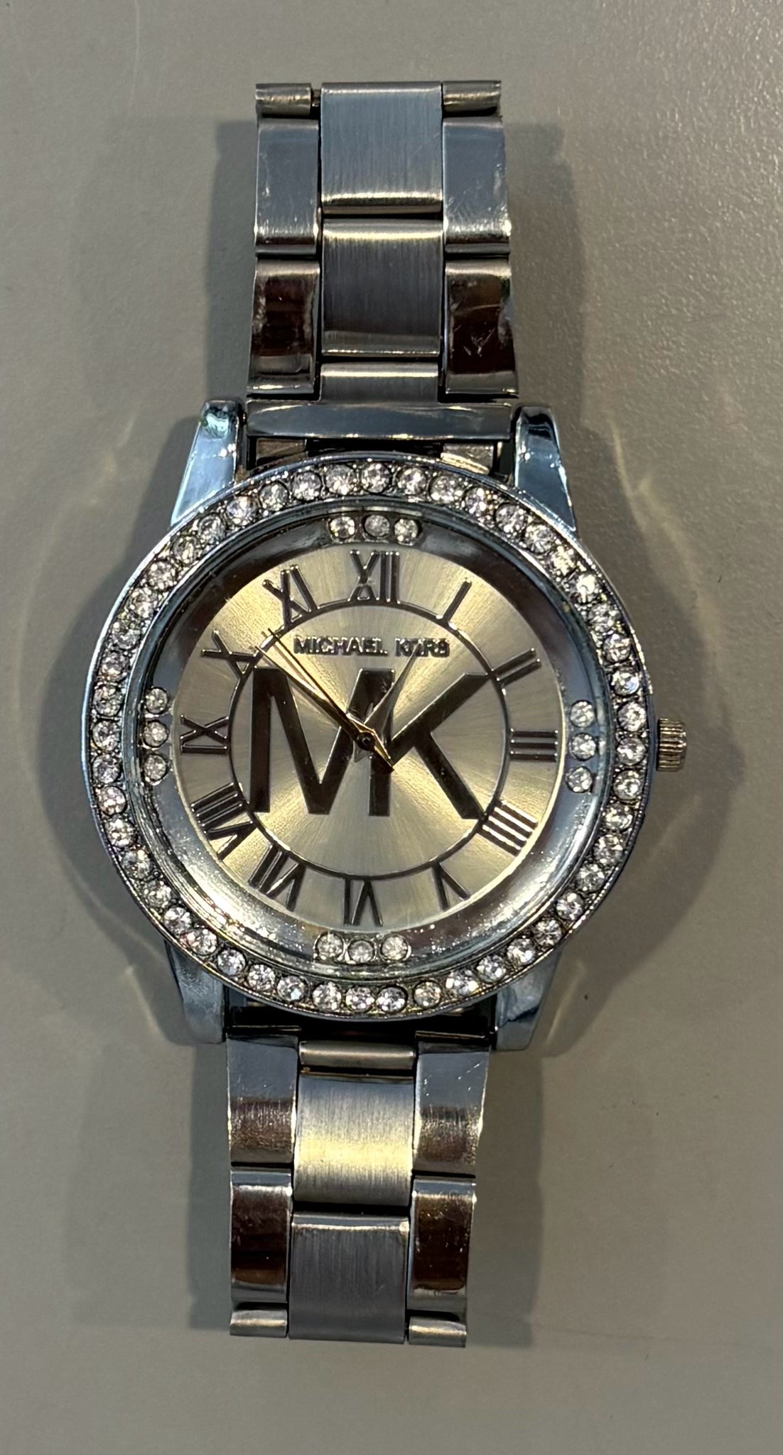Michael Kors Silver Stainless Steel Watch with Rhinestones