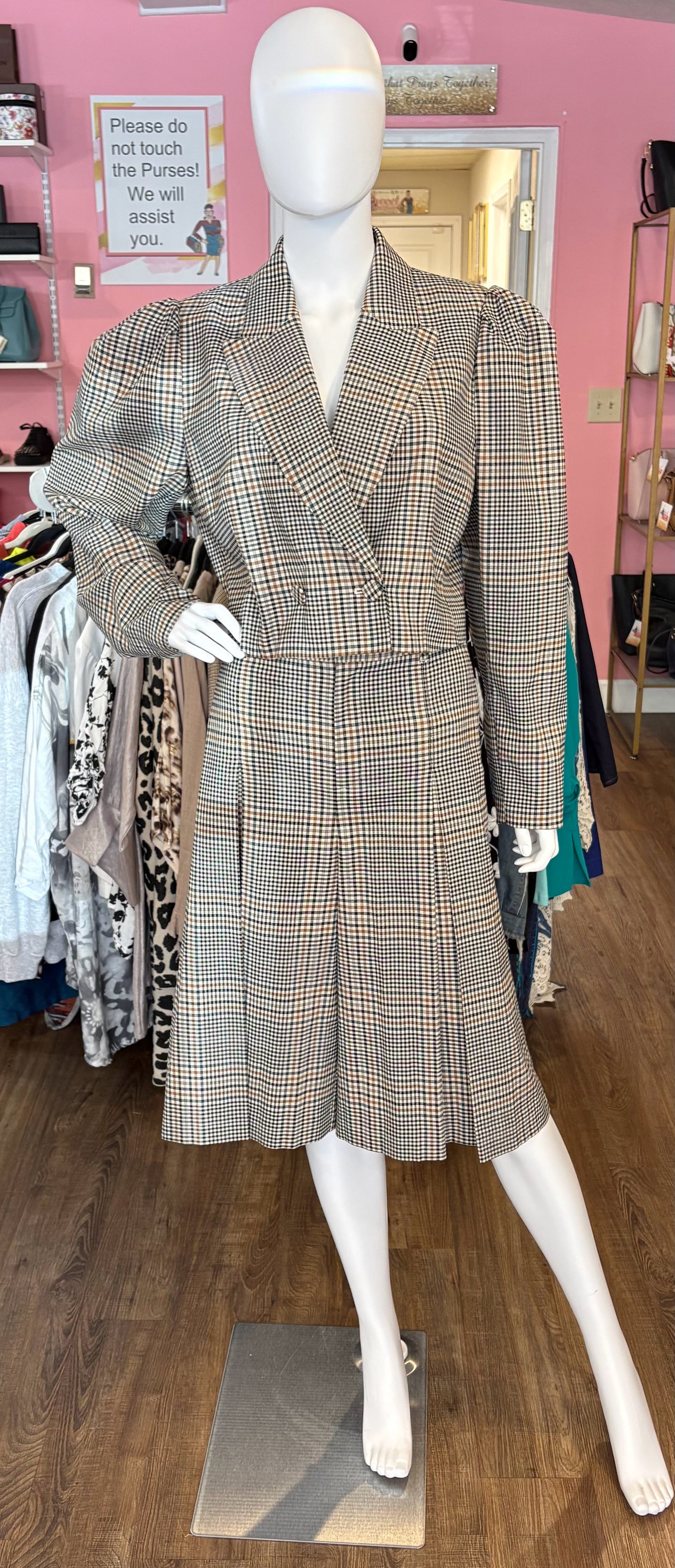 NWOT I.N.C Plaid Double Breasted Blazer & Gaucho Shorts Set Size: L (10)