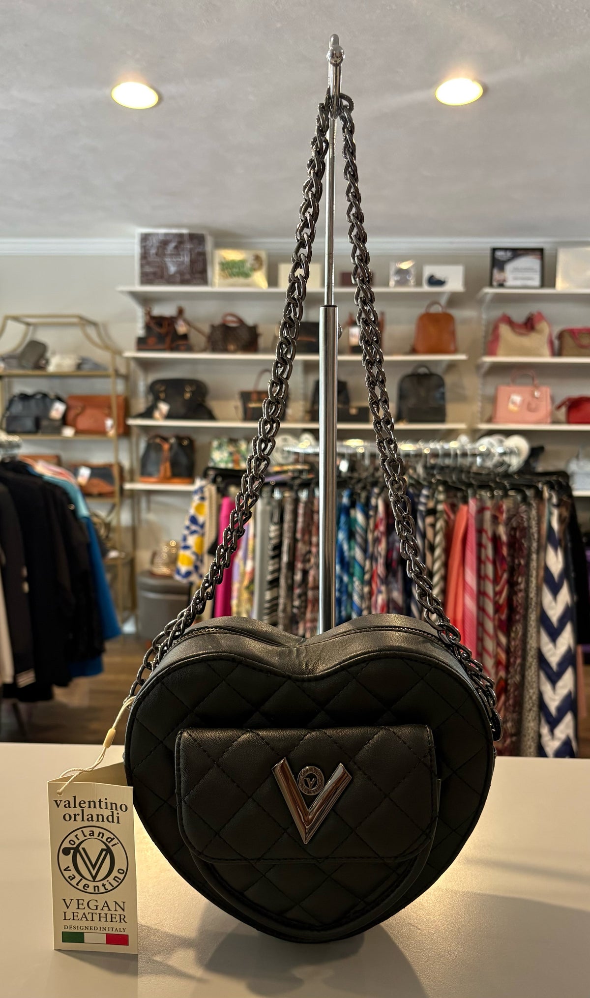 NWT Valentino Orlandi Vegan Leather Black Heart Crossbody Bag
