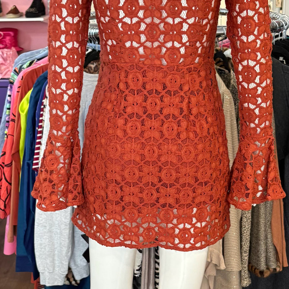 
                      
                        RARE NWOT Free People "Back to Black" Lace Mini Dress in Terracotta Size: 2
                      
                    