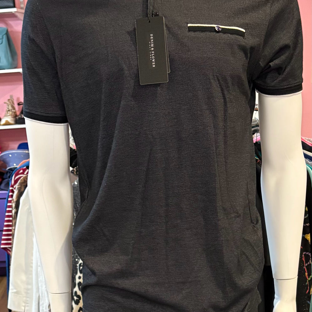 NWT Denim & Flower Men's Black + White Short Sleeve Shirt Size:M