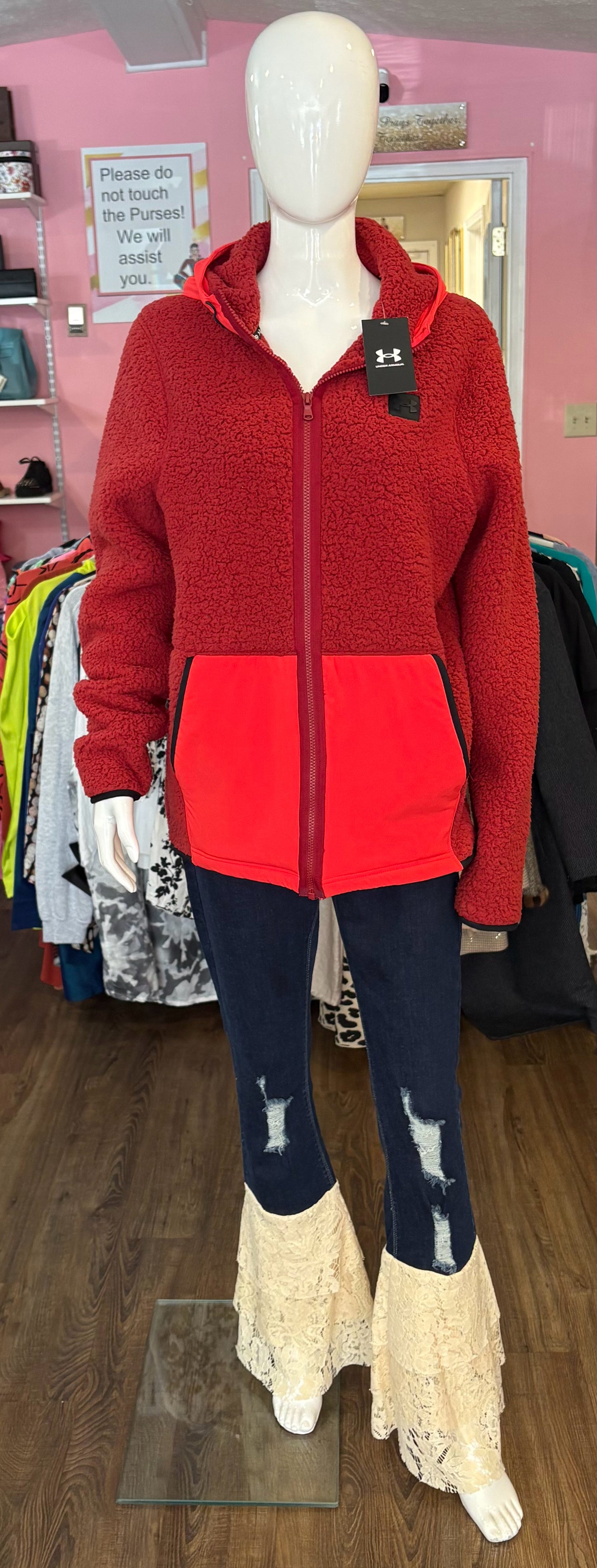 NWT Under Armour Men's Legacy Sherpa Full Zip Hooded Jacket Size: L