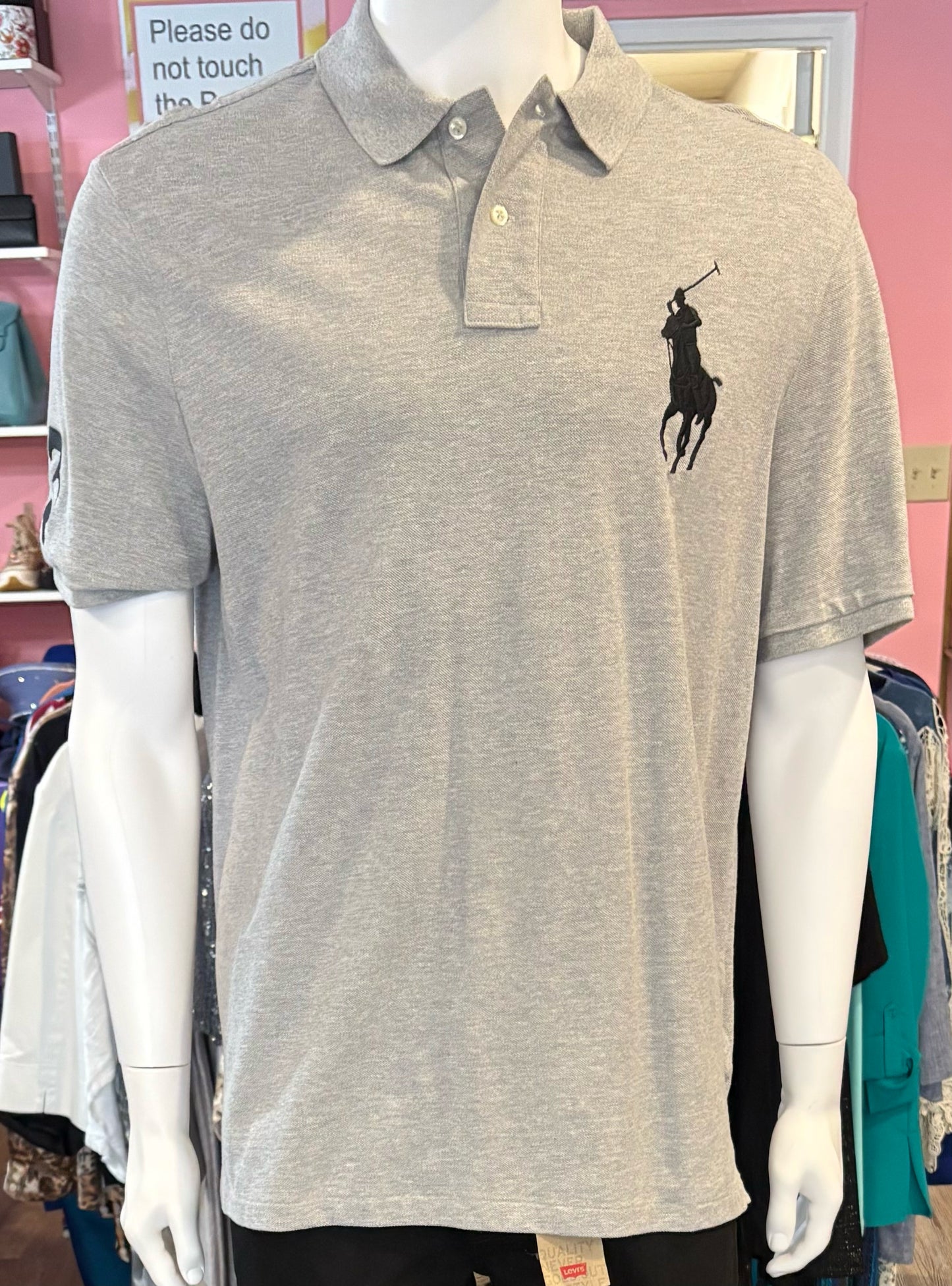 Polo Ralph Lauren Big Pony Classic Fit Grey Men's Polo Shirt Size: XL