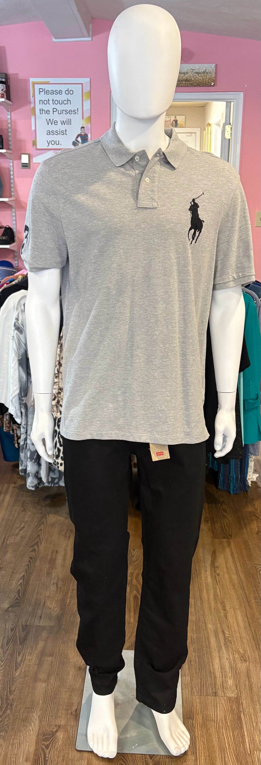 Polo Ralph Lauren Big Pony Classic Fit Grey Men's Polo Shirt Size: XL