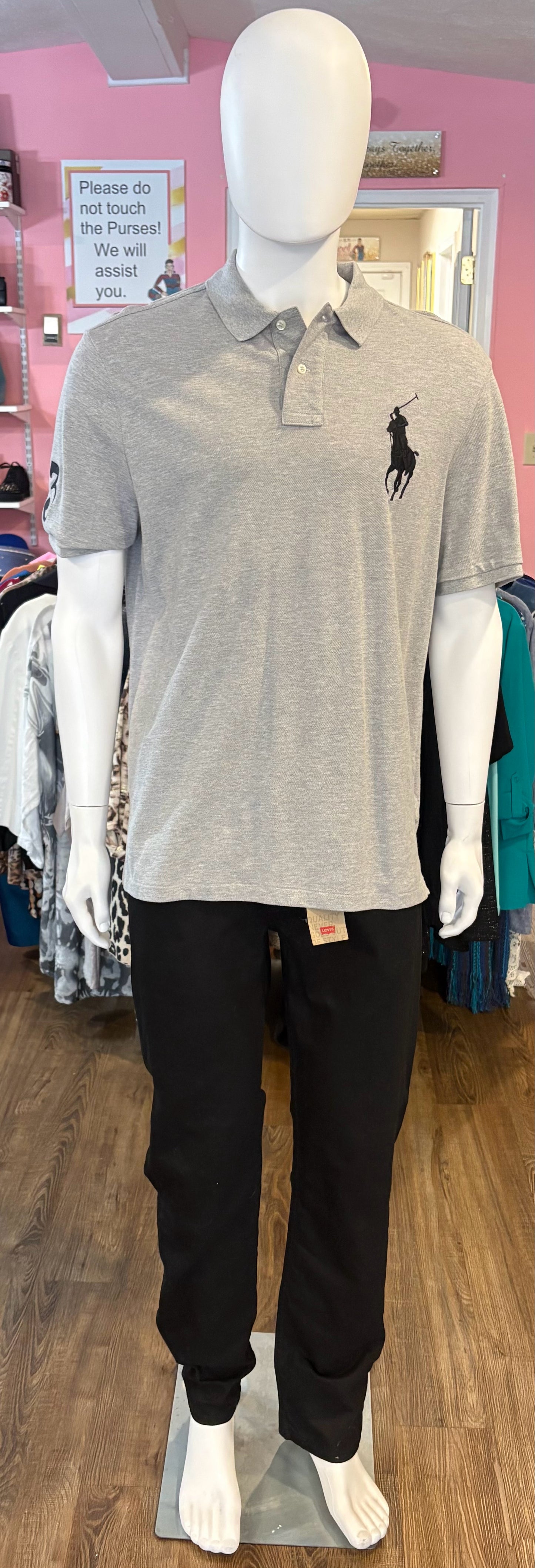 Polo Ralph Lauren Big Pony Classic Fit Grey Men's Polo Shirt Size: XL