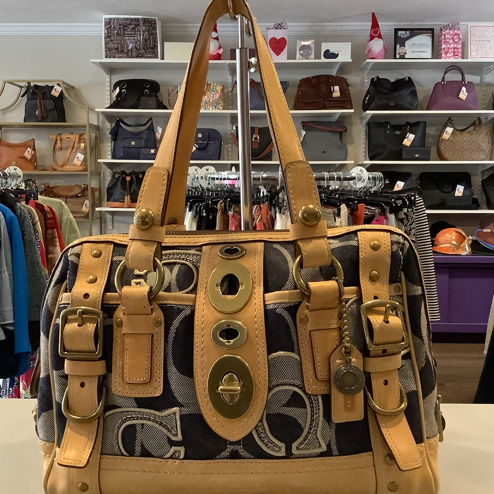 RARE Coach Ltd Ed Liliy Legacy Signature C Denim Satchel