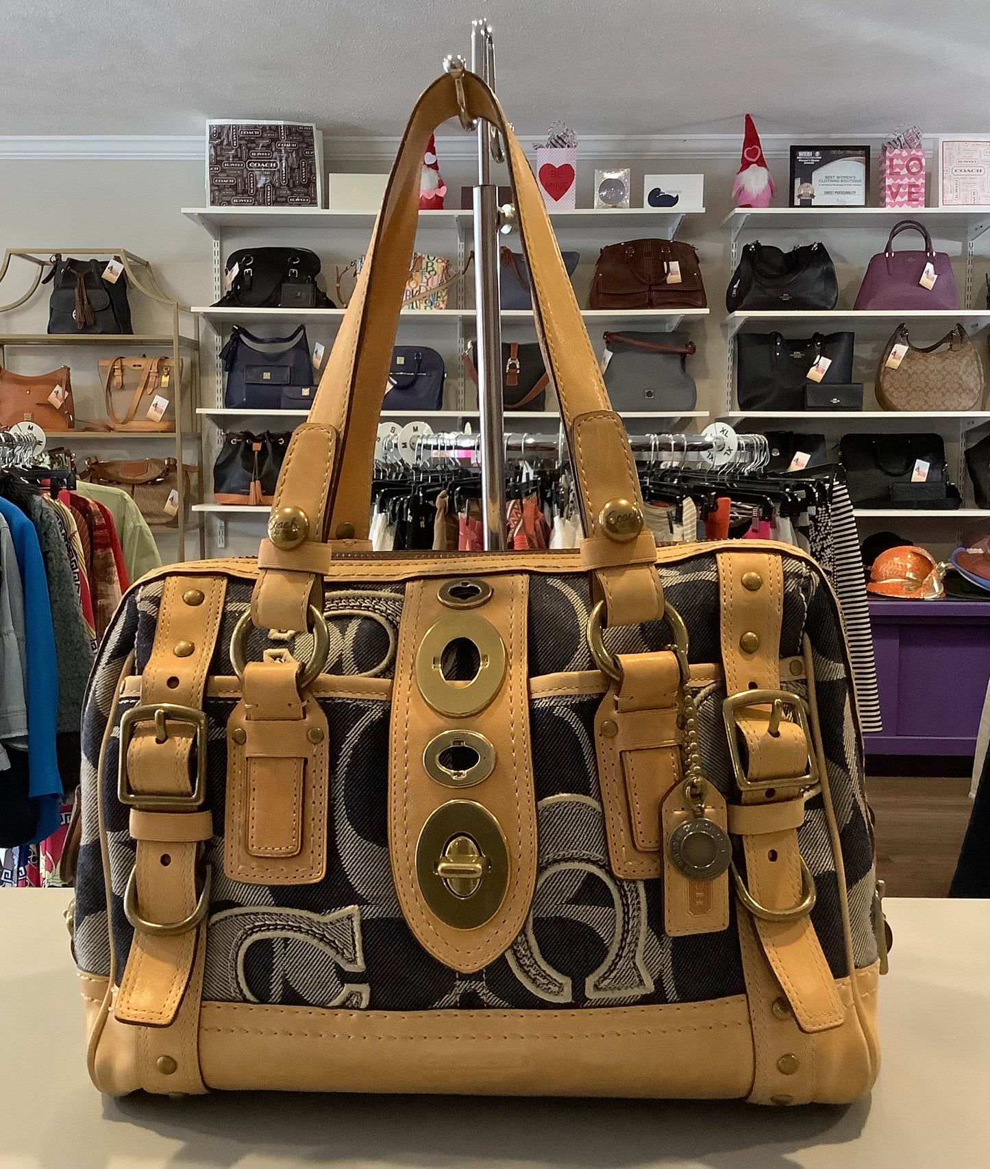 RARE Coach Ltd Ed Liliy Legacy Signature C Denim Satchel