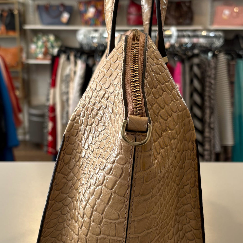 
                      
                        Kate Spade Beige Crocodile Embossed Parliament Square Satchel Bag
                      
                    