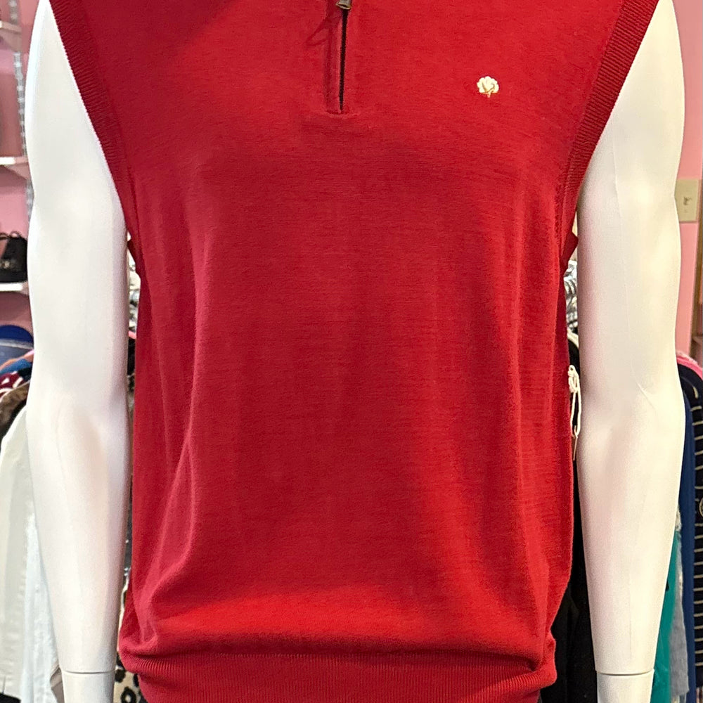 NWT Cotton Brothers Burgundy Red 100% Cotton Quarter Zip Sweater Vest Size:S