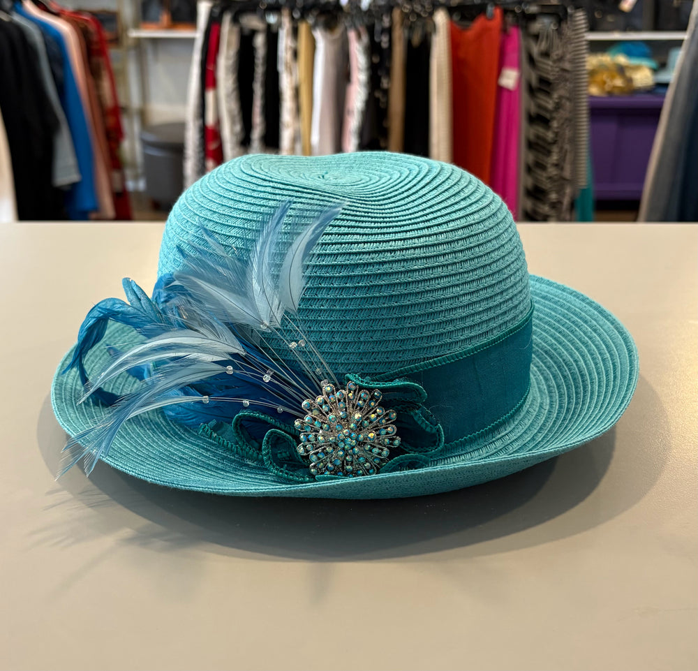 Uno Alla Volta Turquoise Dress Hat
